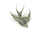 Rhinestone Swallow Brooch