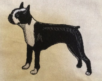 Boston Terrier  Embroidered Hand Towel