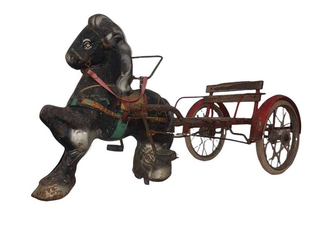 Mobo Antique Tin Toy Horse Childs Pedal Car Hobby Horse - Etsy