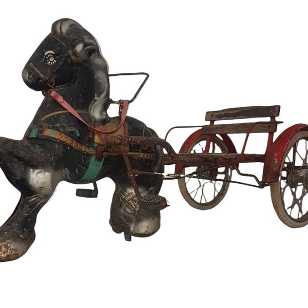 Mobo Antique Tin Toy Horse Childs Pedal Car Hobby Horse