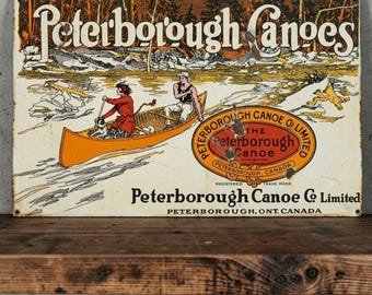 Peterborough Canoes Co. Limited Sign – Rustic Aluminum Canoe & Cabin Decor
