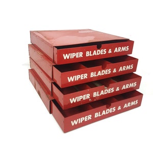 vintage Industrial Atlas Trico Wiper Blades & Arms metal parts drawer box