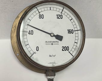 Antique Budenberg Brass Pressure Gauge – Broadheath Manchester Industrial Steam Decor