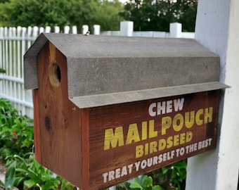 Rustic Mail Pouch Tobacco Birdhouse | Reclaimed Barn Tin Folk Art