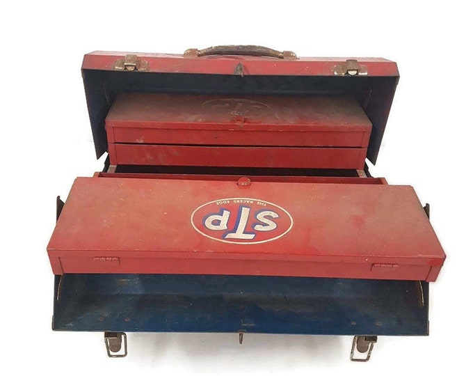 Vintage Folding Cantilever Toolbox Accordion Canadian Tire Tool Box Etsy