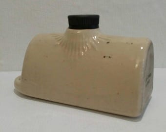 Antique Pottery Foot Warmer Crock – Vintage Bed Warmer Stoneware Heating Vessel