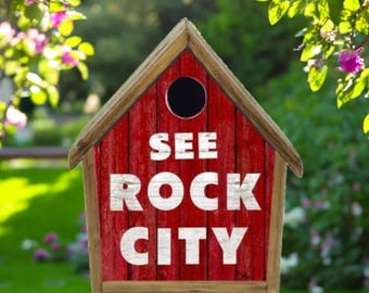 Rock City Birdhouse Bird House Handmade Custom Design