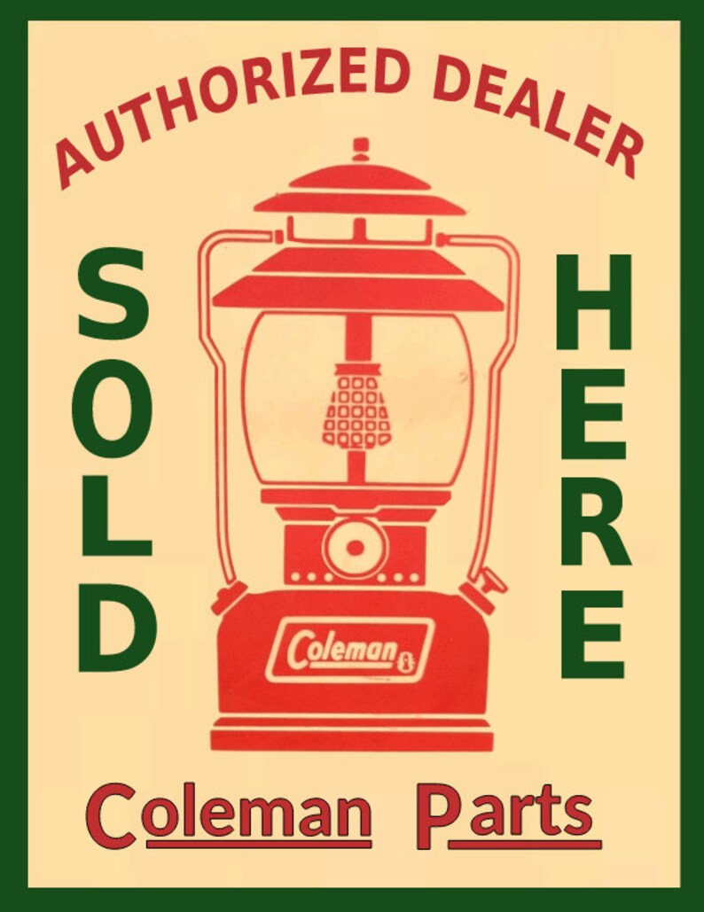 Coleman Sign Authorized Dealer Coleman Parts Sold Here Etsy