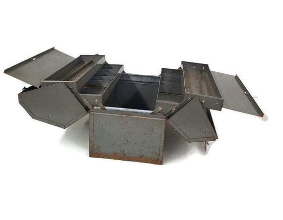 Vintage folding cantilever toolbox accordion Craftsman tool Vintage folding cantilever toolbox accordion Craftsman tool