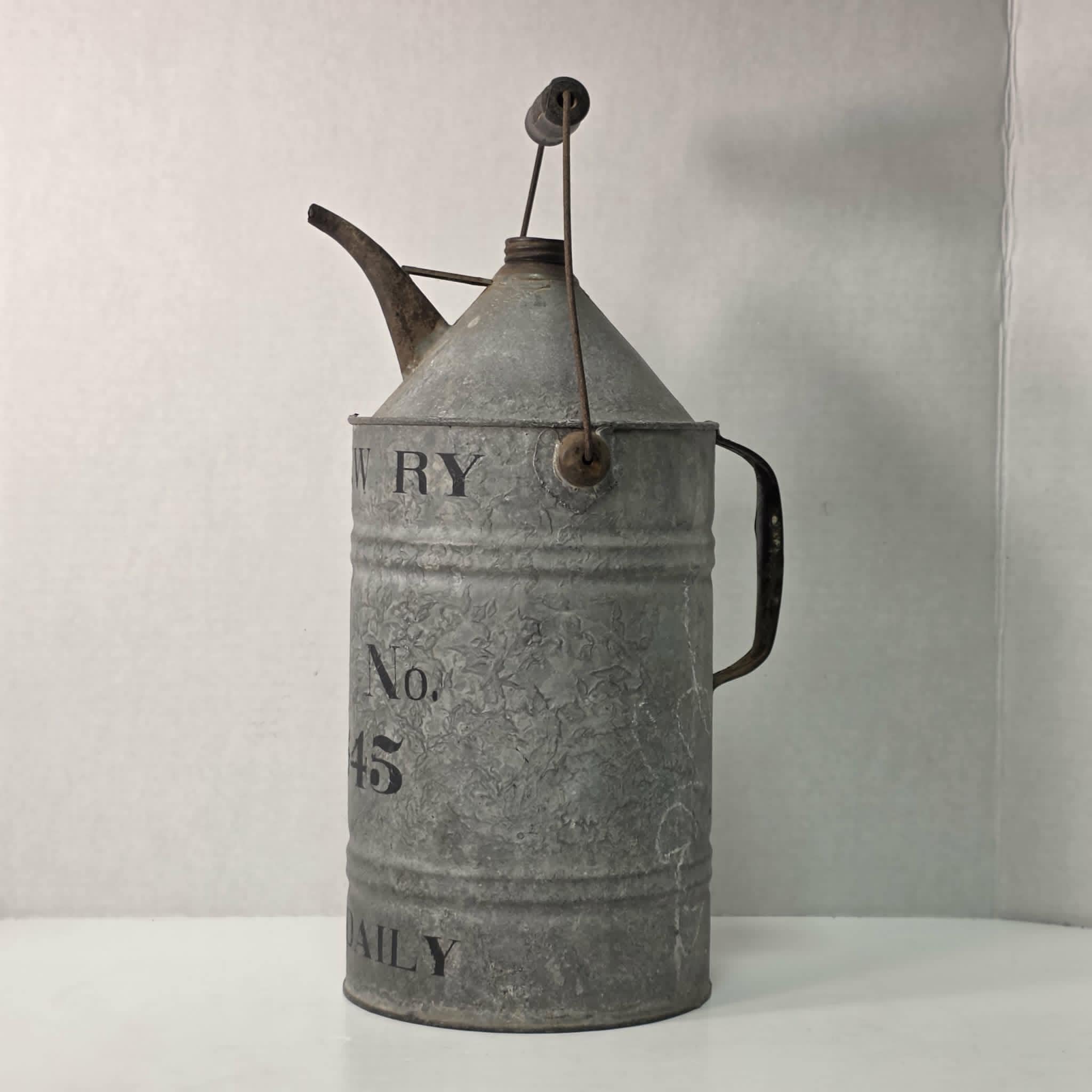 Antique Galvanized Railroad-style Oil Can – Vintage Industrial