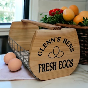 Wooden Basket for Garden Harvest Personalized Fresh Eggs Harvest Basket