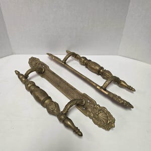 Magnificent Victorian Solid Brass Bronze Hotel Door Handles Architectural Salvage Pair