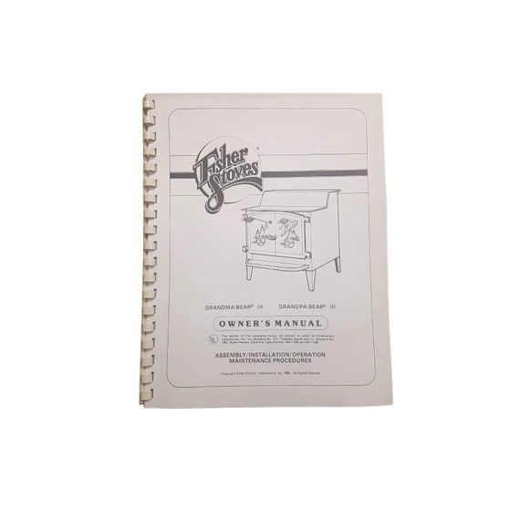 Fisher Wood Stove Manual Grandma Bear / Grandpa Bear - Etsy Österreich
