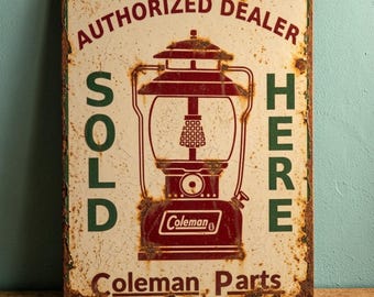 Coleman Authorized Dealer Parts Sold Here Sign – Rustic Retro Lantern Farmhouse Decor