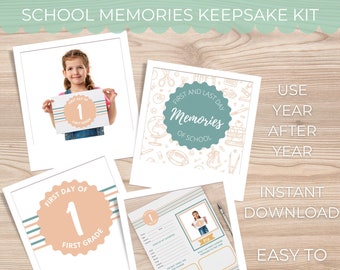 Kit de livres de souvenirs pour l'école : panneaux photo du premier et du dernier jour (téléchargement numérique au format PDF)