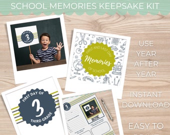 Kit de livres de souvenirs pour l'école : panneaux photo du premier et du dernier jour (téléchargement numérique au format PDF)