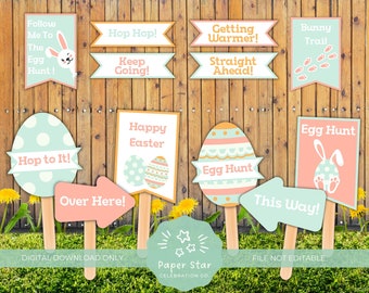 Eiersuche Osterschilder Set zum selbst Ausdrucken (Digitaler Download PDF)