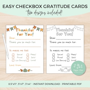 Gemakkelijk afdrukbare dankbaarheidskaarten voor kinderen | Leuke notitiekaarten voor het leren van dankbaarheid, Thanksgiving-activiteit, kindertafelkleuren