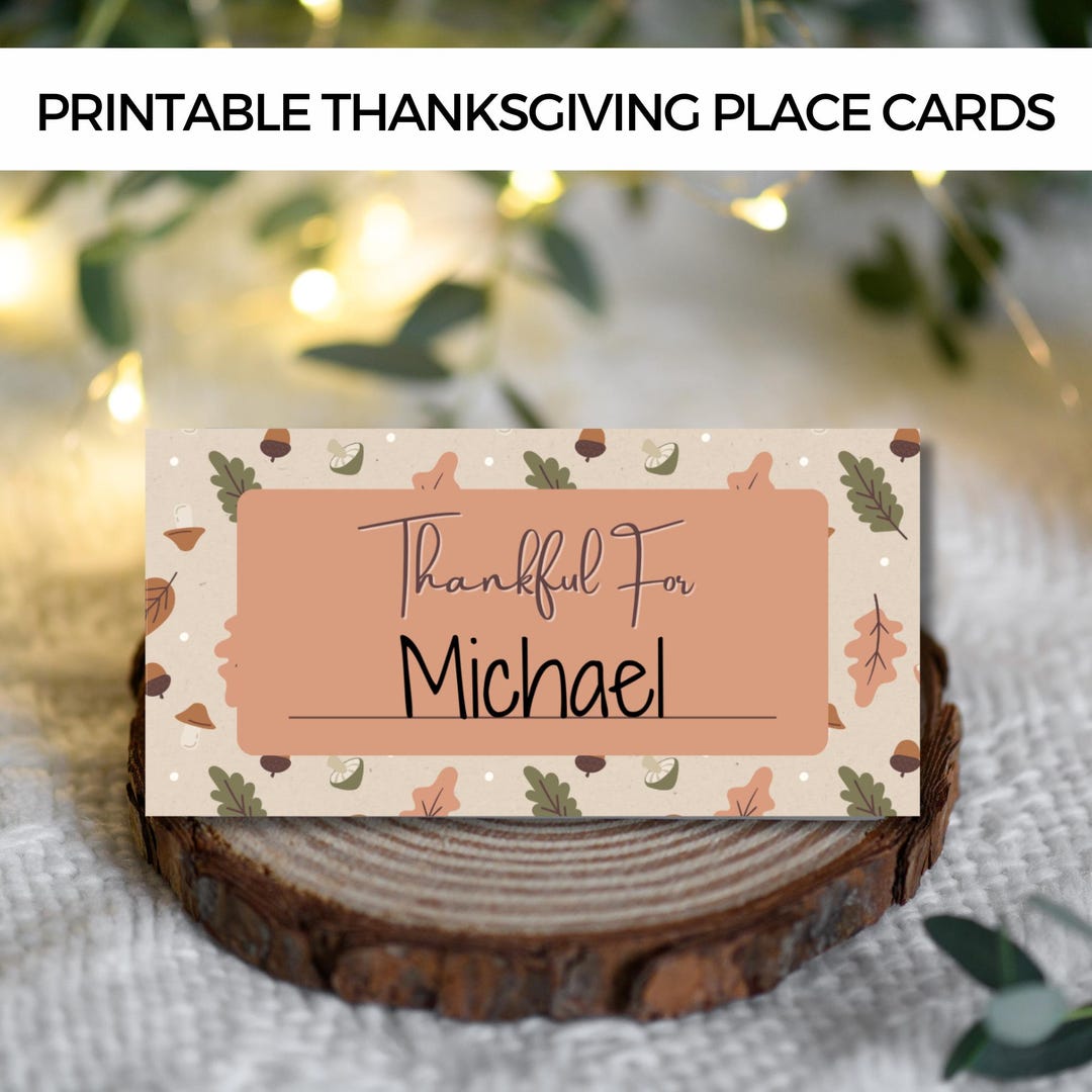 Printable Thanksgiving Table Place Cards | Instant Download PDF File to Print at Home, DIY ...