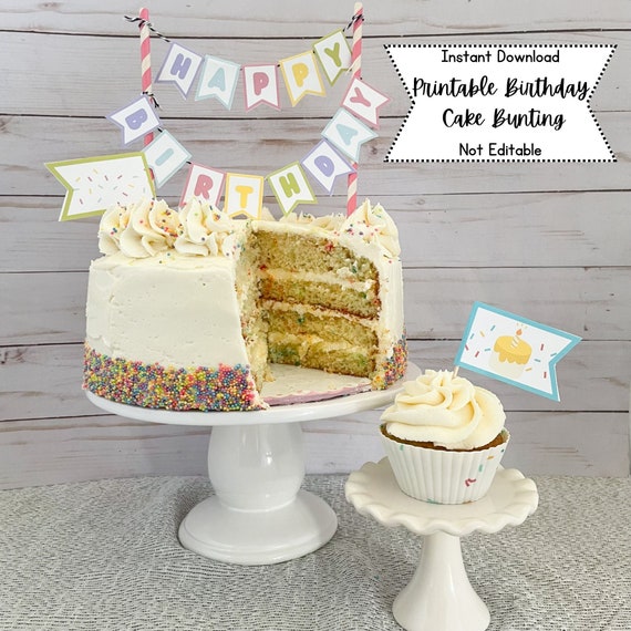 Happy Birthday Mini Cake Bunting Printable Cake Banner Cake - Etsy