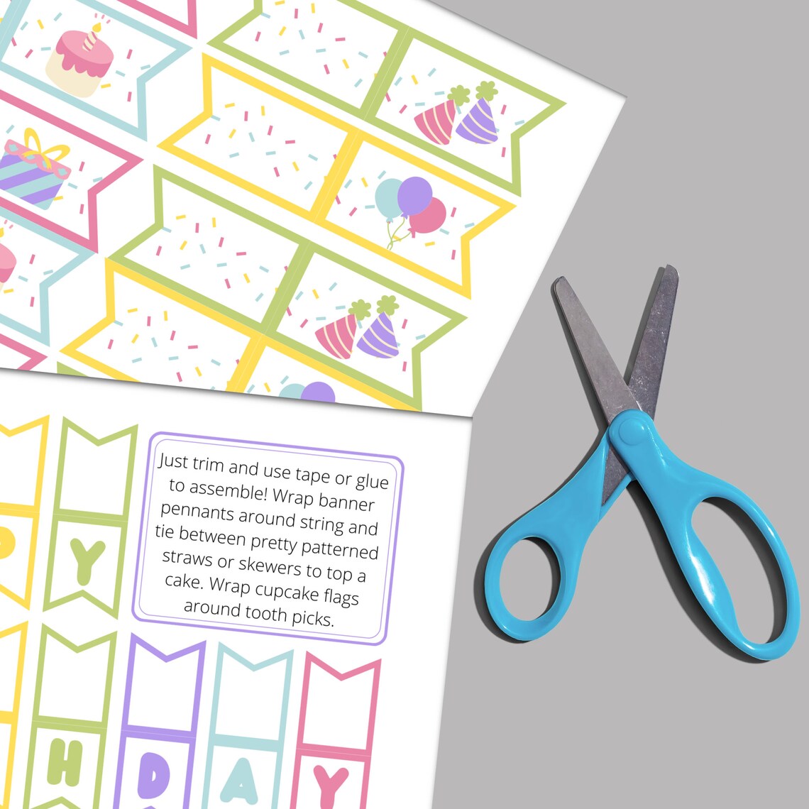 Happy Birthday Mini Cake Bunting Printable Cake Banner Cake - Etsy