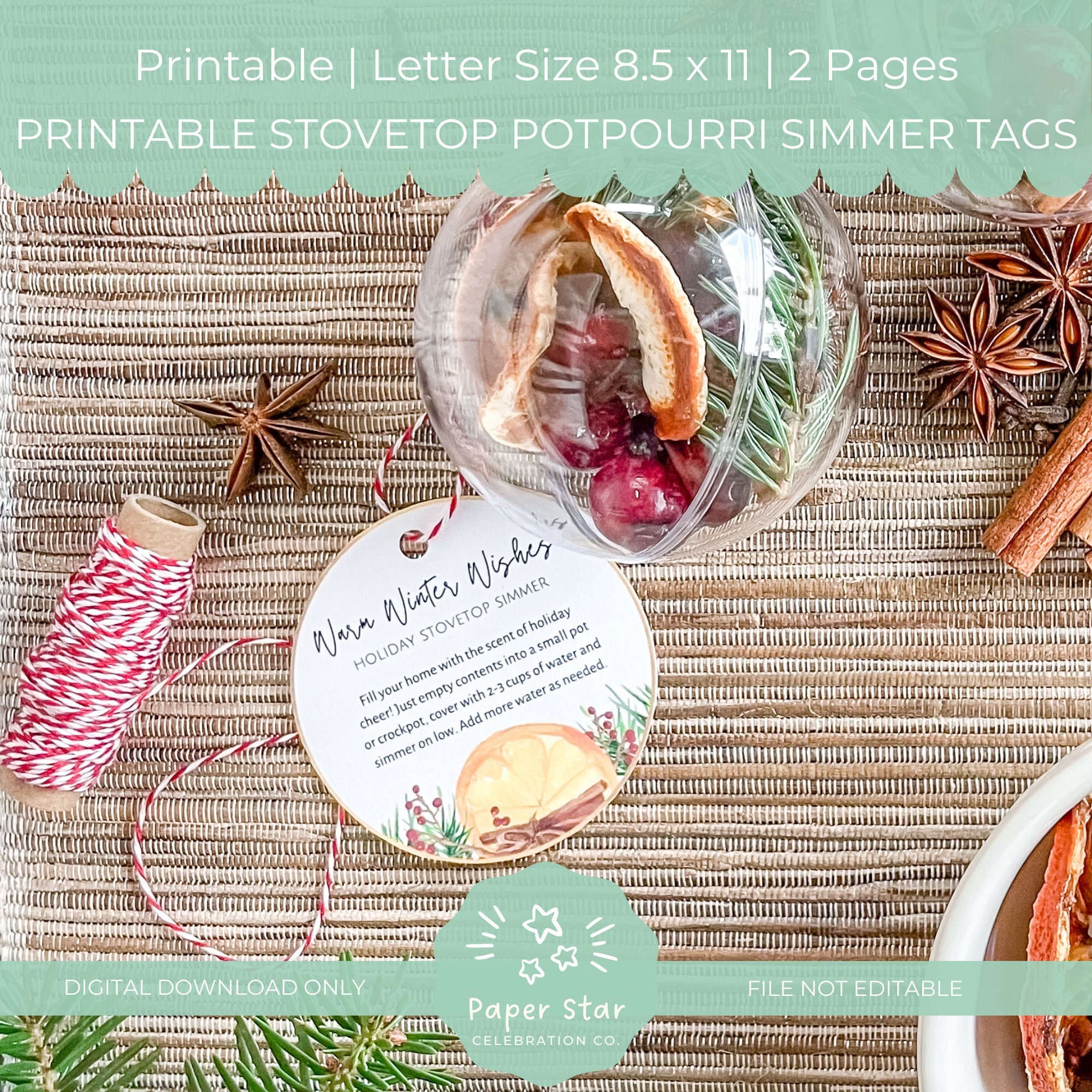 Stovetop Christmas Potpourri (+FREE Printable Tags!)