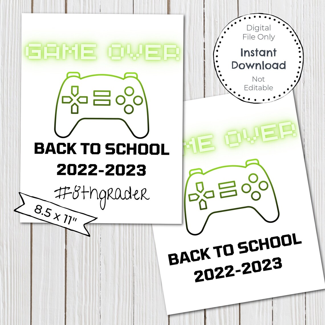 Printable First Day of School Gamer Sign Game Over Back to - Etsy