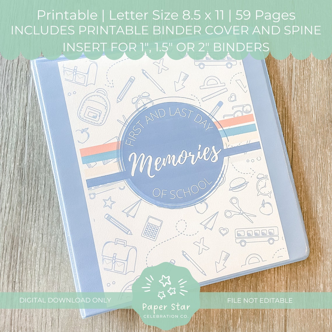 School Memories Printable Binder Kit First Day / Last Day of - Etsy