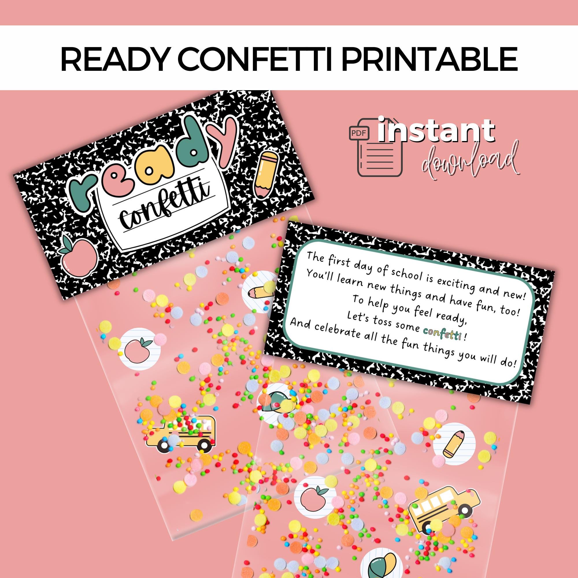 Printable Ready Confetti Kit | Instant Download Print &amp; Cut DIY Back to ...