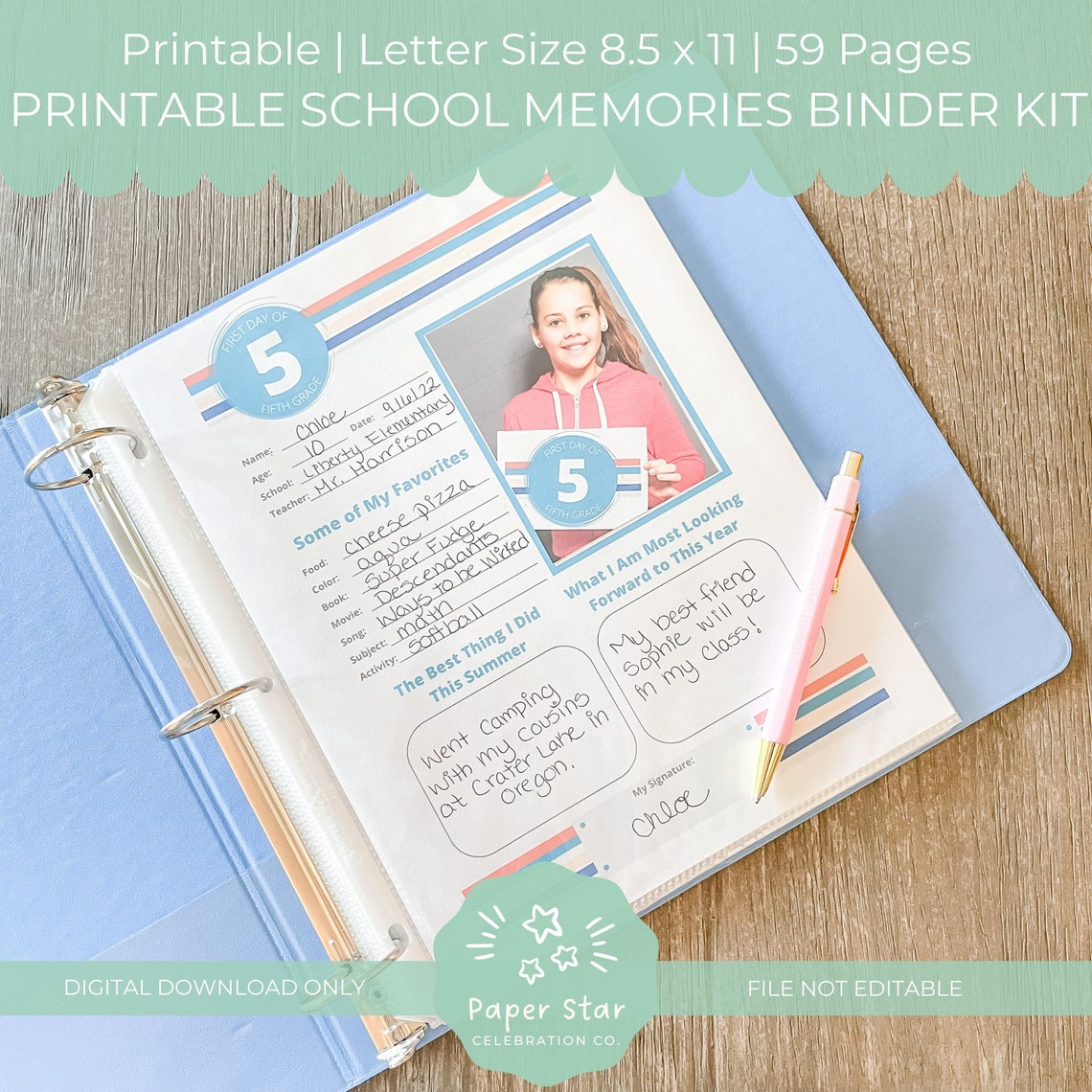 School Memories Printable Binder Kit First Day / Last Day of - Etsy