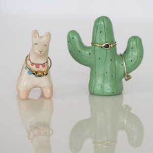 Llama gift - Llama ornament and cactus ring holder - Cactus jewelry holder - Llama jewelry holder - Llama ring holder -Cactus art -Gift idea