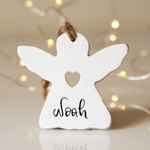 Personalized Christmas ornament - Personalized angel ornament - Minimalist Christmas decoration - Stocking stuffer - Clay angel decoration