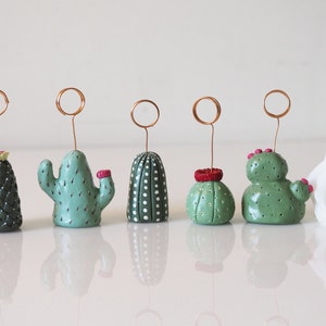 Cactus table number holders set 5 Cactus wedding table decor Cactus picture holder Cactus place card holders Stocking stuffer image 1