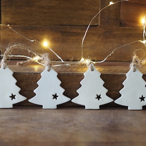 Set 4 Christmas tree ornaments Minimalist Christmas decorations Scandinavian Christmas decor Rustic Christmas decor Nordic Christmas image 1