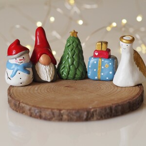 Christmas miniatures Set 5 Christmas ornaments Collectible thimbles Ceramic miniatures Clay Christmas decorations Stocking stuffer image 2