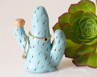 Cactus ring holder - Cactus art - Cactus jewelry holder -Cactus jewelry storage -Cactus wedding favor -Gift for her -Ring tree -Cactus decor