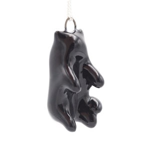 Black cat necklace Ceramic cat pendant Cat lover gift Halloween gifts Black cat charm Handmade jewelry Cat figurine Gifts for cat lovers