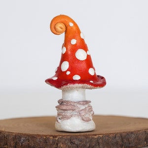 Mushroom art - Mushroom decor - Mushroom ornament - Fairy garden accessory - Woodland decor - Clay mushroom figurine - Mushroom yard decor