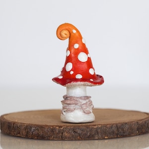 Mushroom art - Mushroom decor - Mushroom ornament - Fairy garden accessory - Woodland decor - Clay mushroom figurine - Mushroom yard decor