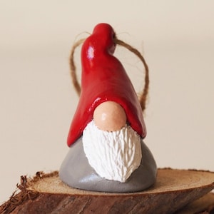Christmas Gnome ornament - Nordic gnome figurine - Swedish Tomte - Christmas elf - Nordic Christmas - Clay gnome decoration - Elf decoration
