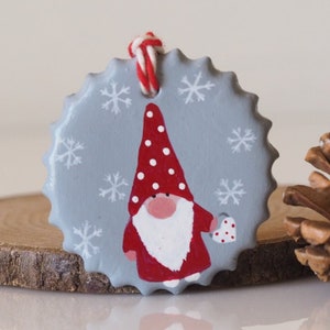 Scandinavian gnome ornament - Nordic Christmas ornament - Clay Scandinavian Christmas decoration - Holiday decoration - Scandinavian design