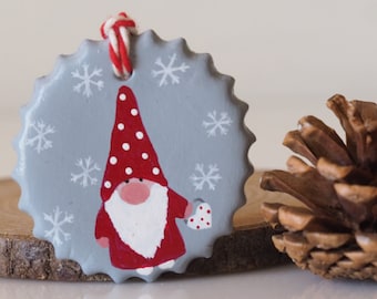 Scandinavian gnome ornament - Nordic Christmas ornament - Clay Scandinavian Christmas decoration - Holiday decoration - Scandinavian design