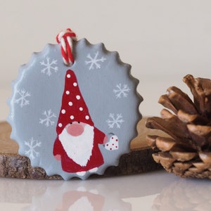 Scandinavian gnome ornament - Nordic Christmas ornament - Clay Scandinavian Christmas decoration - Holiday decoration - Scandinavian design