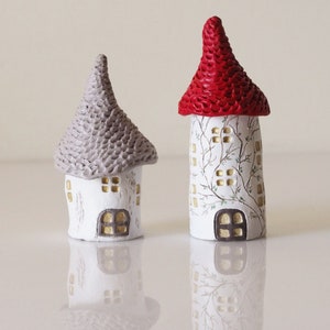 Miniature houses set 2 - Ceramic mini houses -Fairy house - Clay house - Fairy garden houses - Tiny house  -Christmas gift -Stocking stuffer