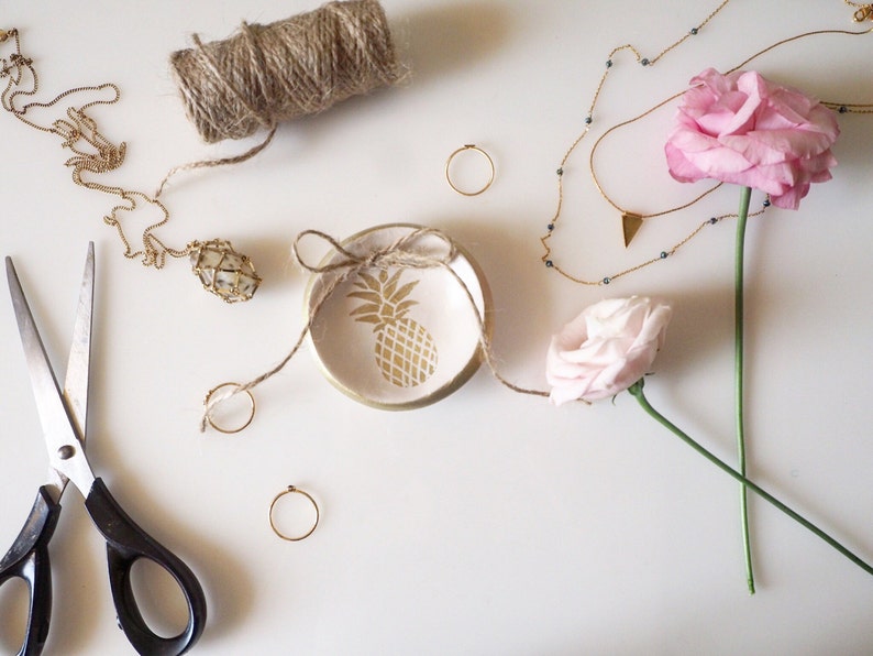 Gold Pineapple Wedding Ring Dish Ring Bearer Pillow Alternative