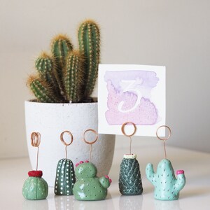 Cactus table number holders set 5 Cactus wedding table decor Cactus picture holder Cactus place card holders Stocking stuffer image 3