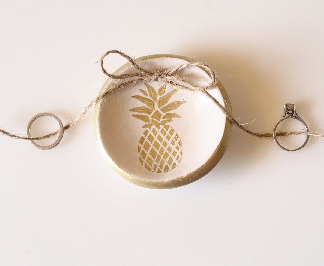 Gold Pineapple Wedding Ring Dish Ring Bearer Pillow Alternative