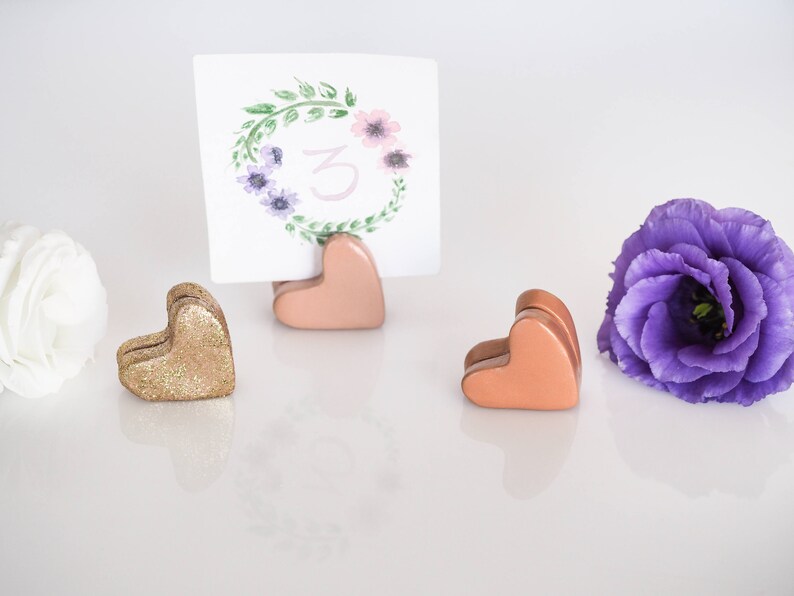Place card holders Set of 3 Rose gold wedding decor Table Etsy