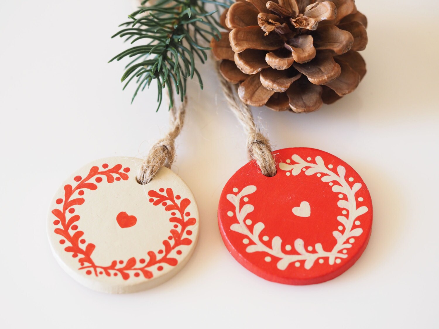 Scandinavian Christmas decorations Set of 2 clay home Etsy