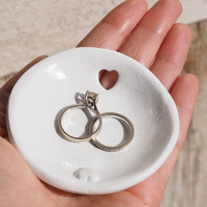 Wedding ring holder Ring bearer pillow alternative Clay ring dish White wedding decor Anniversary present Clay wedding ring dish image 5